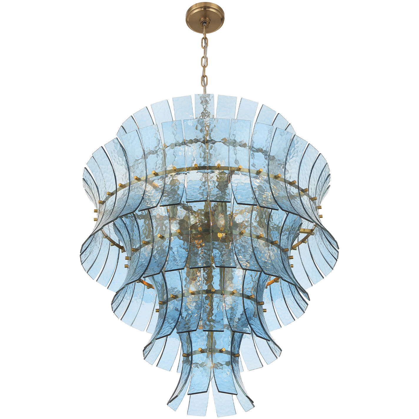 Abigail 21 Light 29.5 inch Aged Brass Chandelier Ceiling Light in Blue