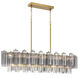 Addis 14 Light 52 inch Aged Brass Linear Chandelier Ceiling Light in Tronchi Glass Smoke