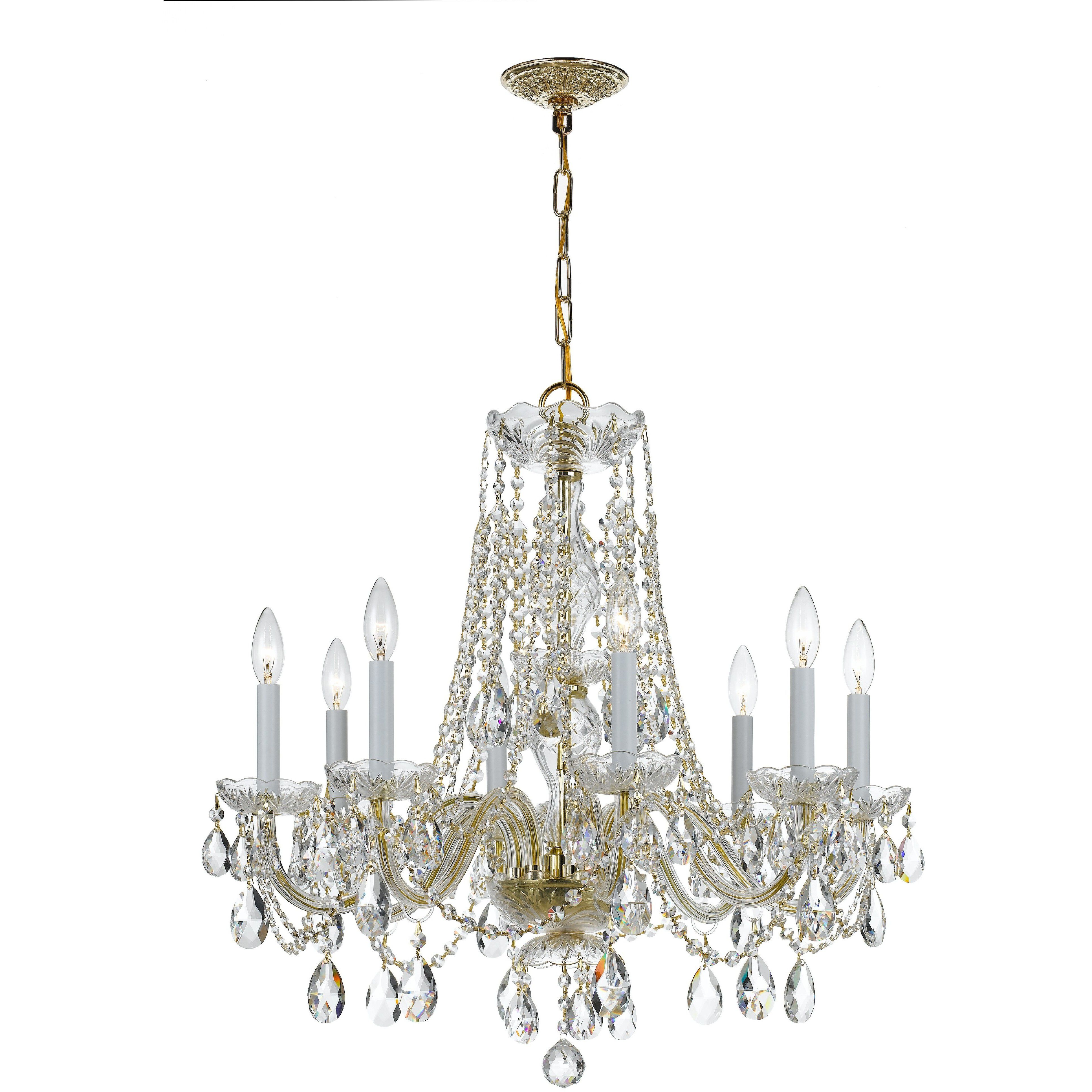 Traditional Crystal 8 Light 26 inch Polished Brass Chandelier Ceiling Light in Clear Spectra