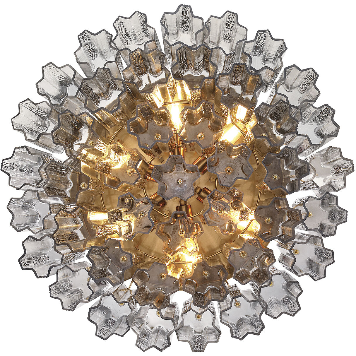 Addis 7 Light 22.25 inch Aged Brass Flush Mount Ceiling Light in Smoke