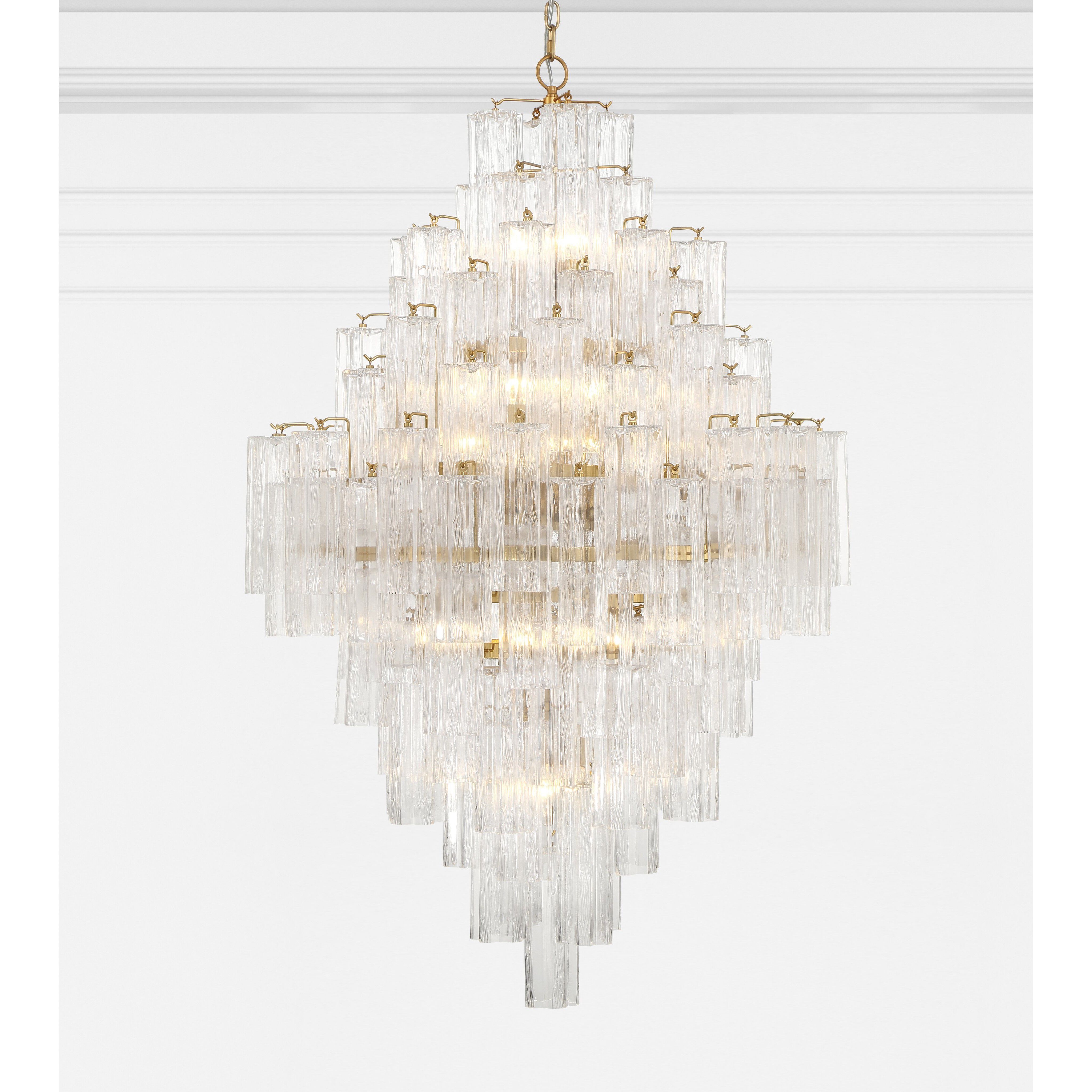 Addis 20 Light 31.5 inch Aged Brass Chandelier Ceiling Light in Tronchi Glass Clear