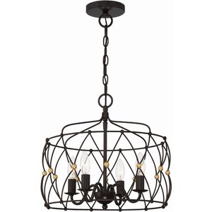 Zucca 4 Light 17 inch English Bronze and Antique Gold Hanging Lantern Ceiling Light