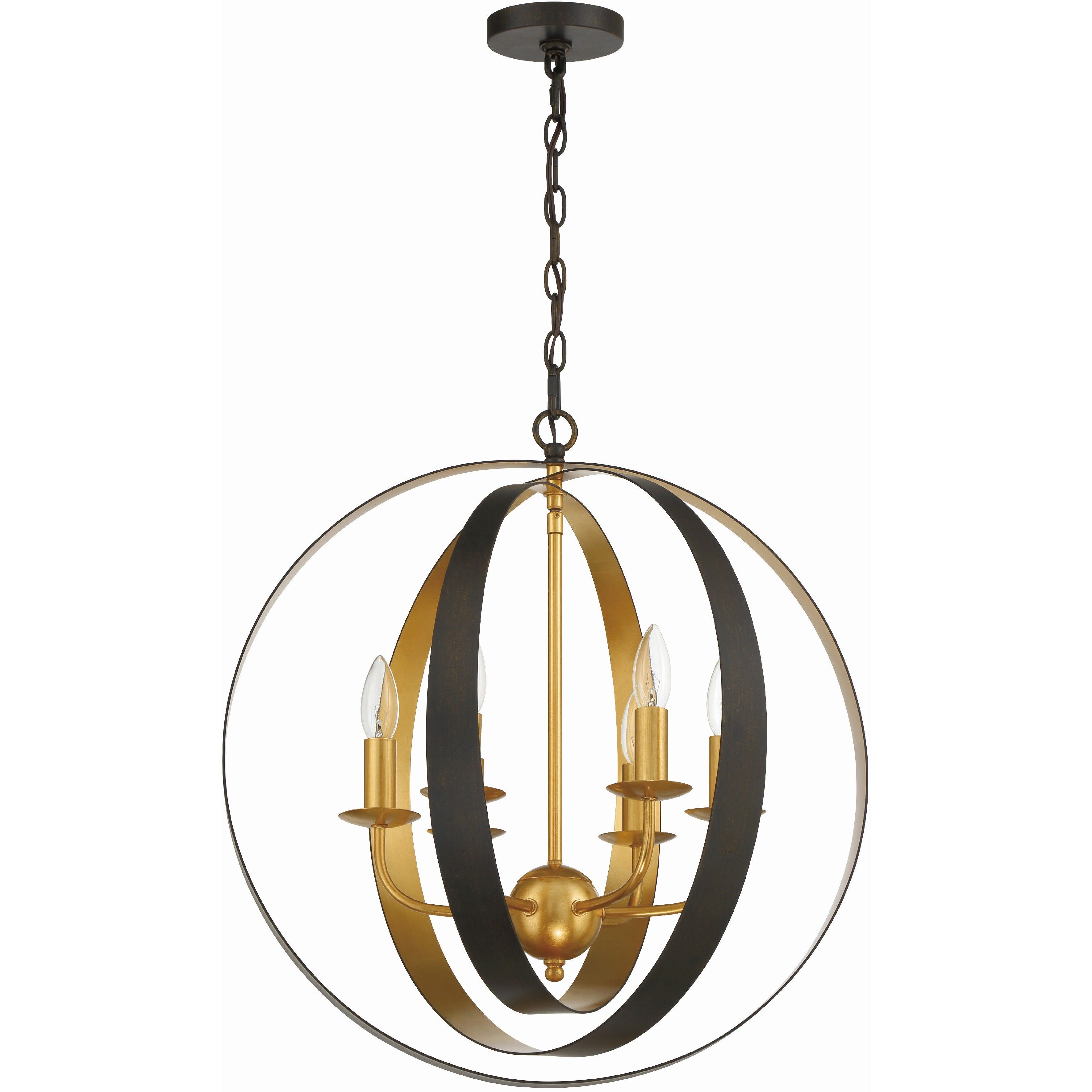 Luna 6 Light 21 inch English Bronze and Antique Gold Chandelier Ceiling Light