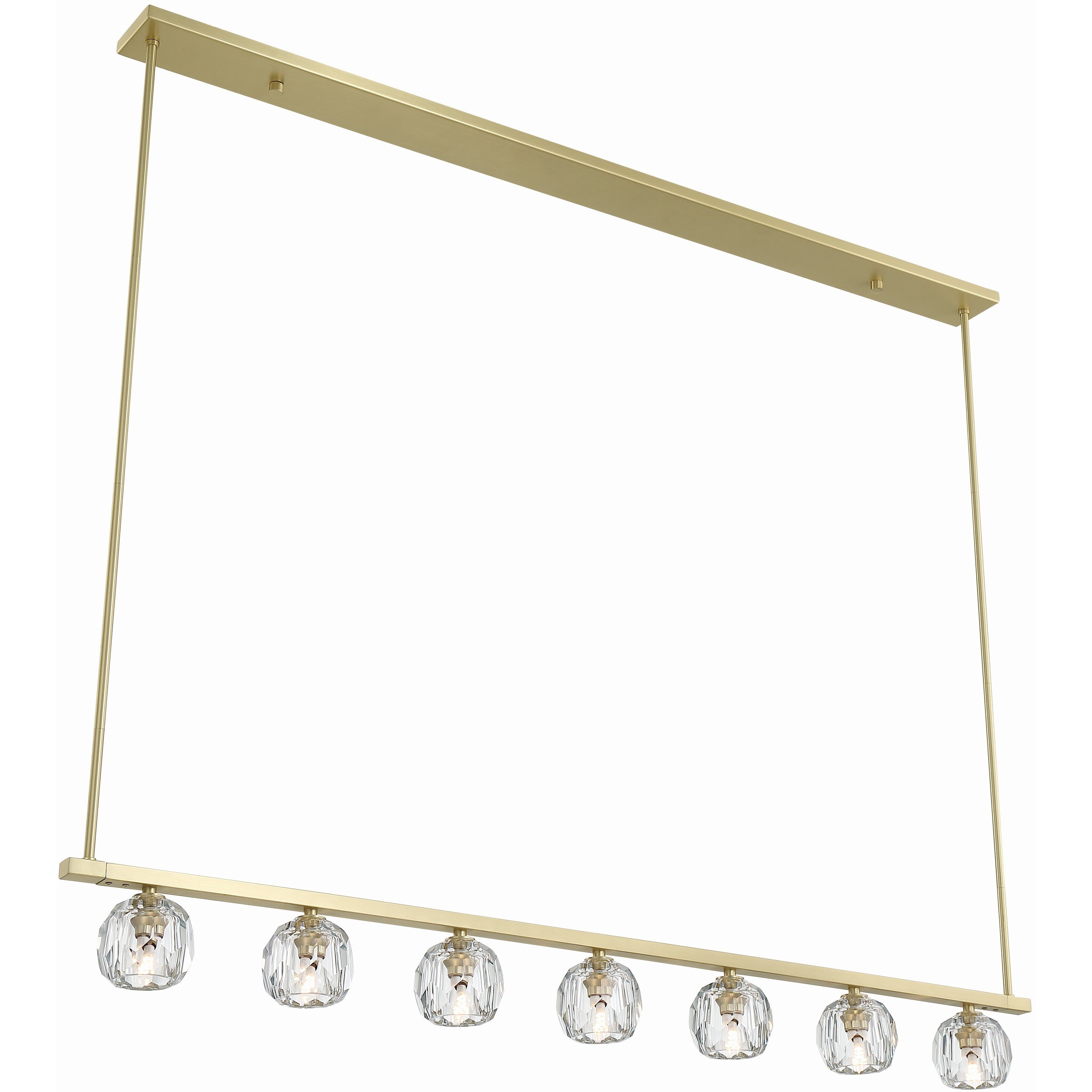 Aragon 7 Light 56 inch Soft Brass Linear Chandelier Ceiling Light