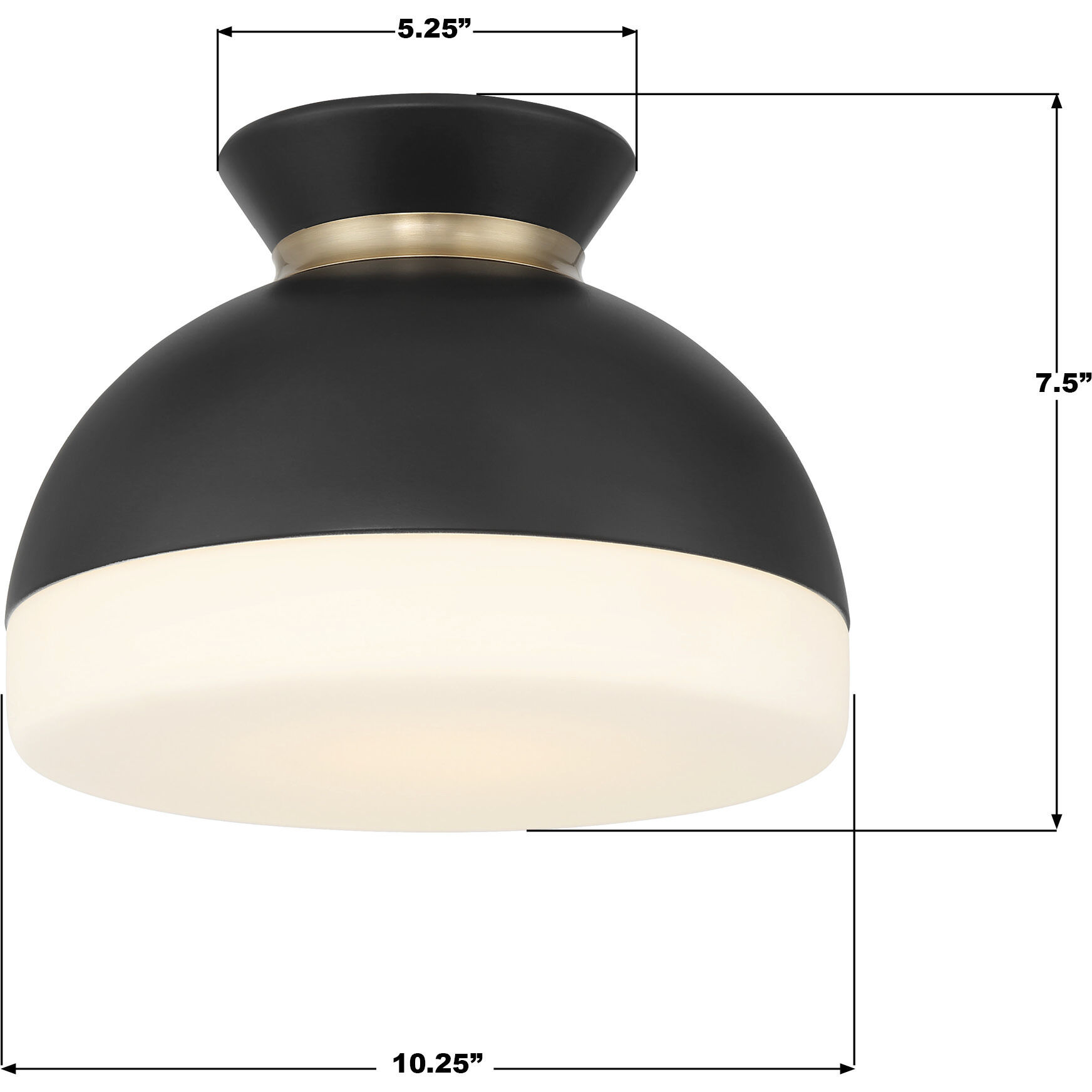Gidget 1 Light 10.25 inch Matte Black and Vibrant Gold Flush Mount Ceiling Light