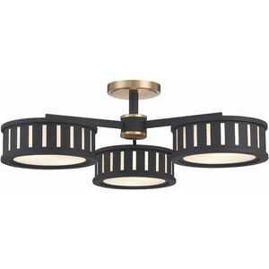 Kendal 6 Light 29.25 inch Vibrant Gold and Black Forged Semi Flush Ceiling Light