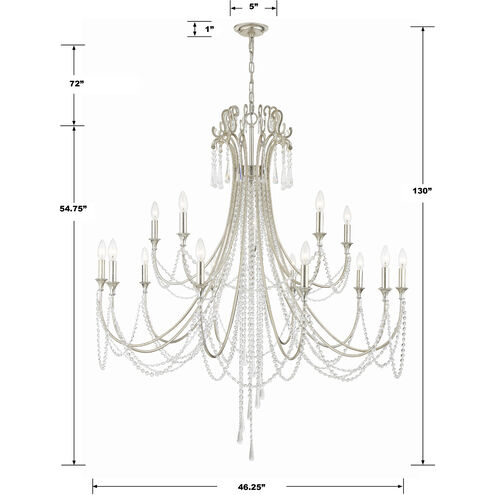 Arcadia 15 Light 46.25 inch Antique Silver Chandelier Ceiling Light