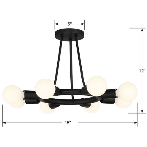 Dakota 8 Light 15 inch Black Semi Flush Ceiling Light