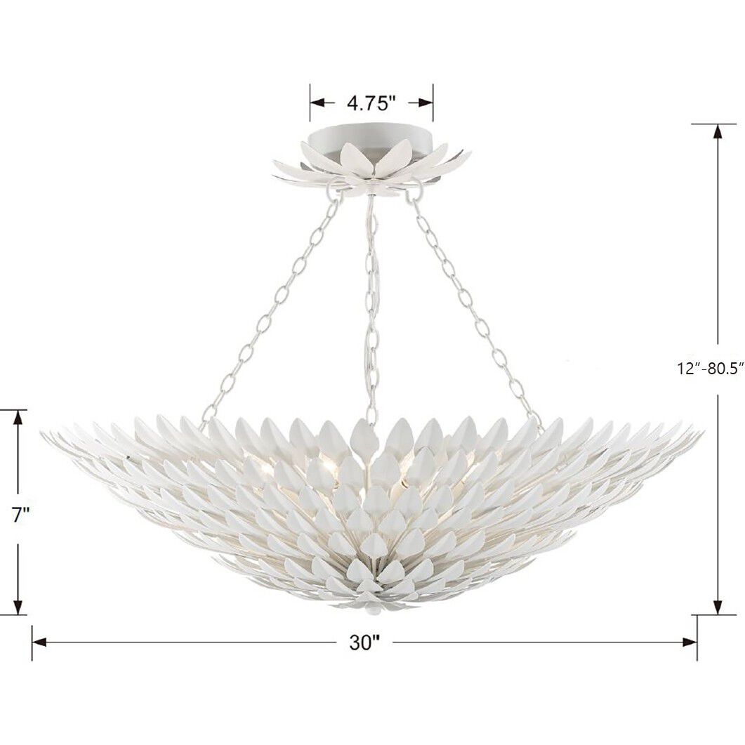 Broche 8 Light 30 inch Matte White Semi Flush Ceiling Light