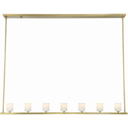 Aragon 7 Light 56 inch Soft Brass Chandelier Ceiling Light in White