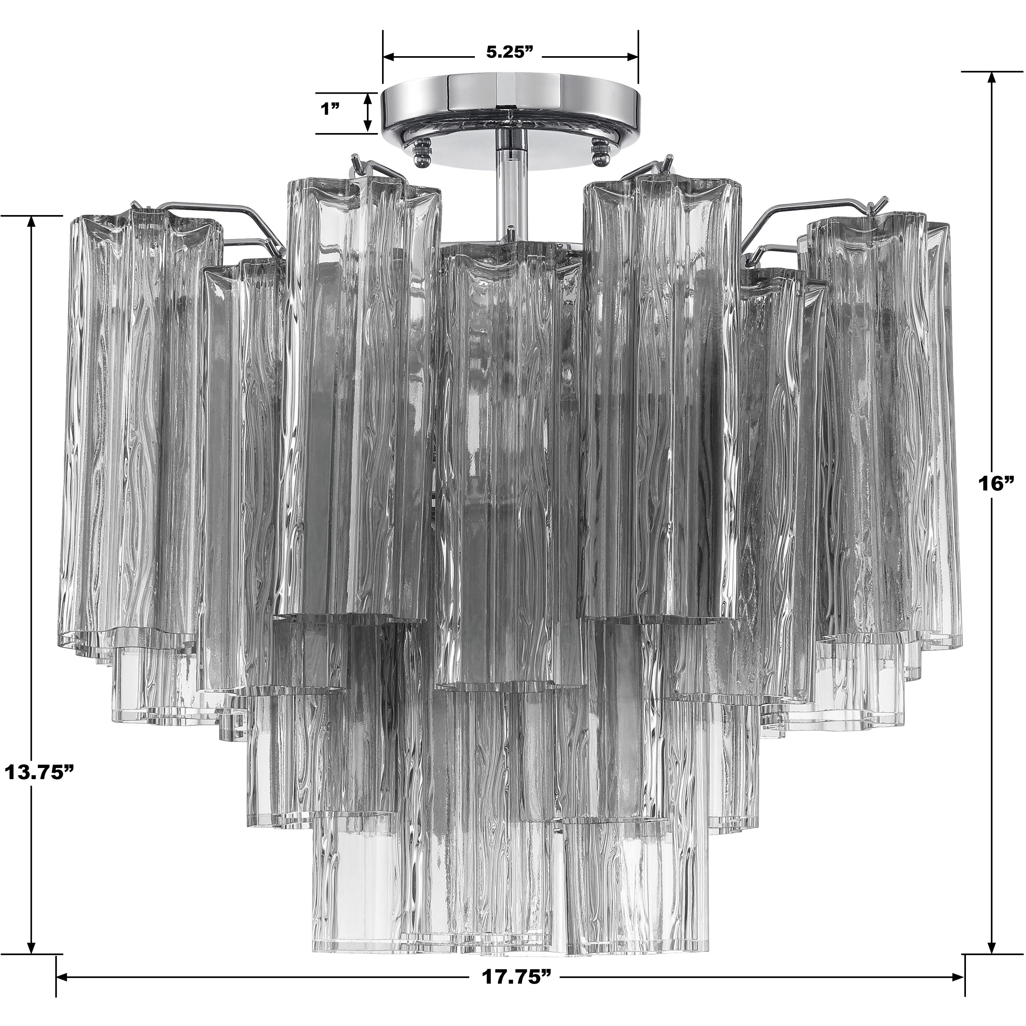 Addis 4 Light 17.75 inch Polished Chrome Semi Flush Ceiling Light in Smoke