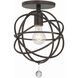 Solaris 1 Light 9 inch English Bronze Semi Flush Ceiling Light
