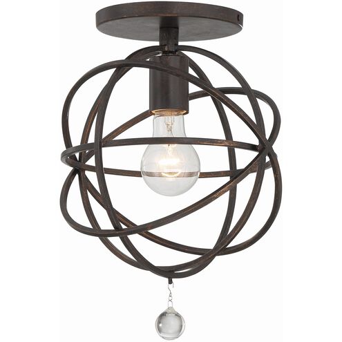 Solaris 1 Light 9 inch English Bronze Semi Flush Ceiling Light