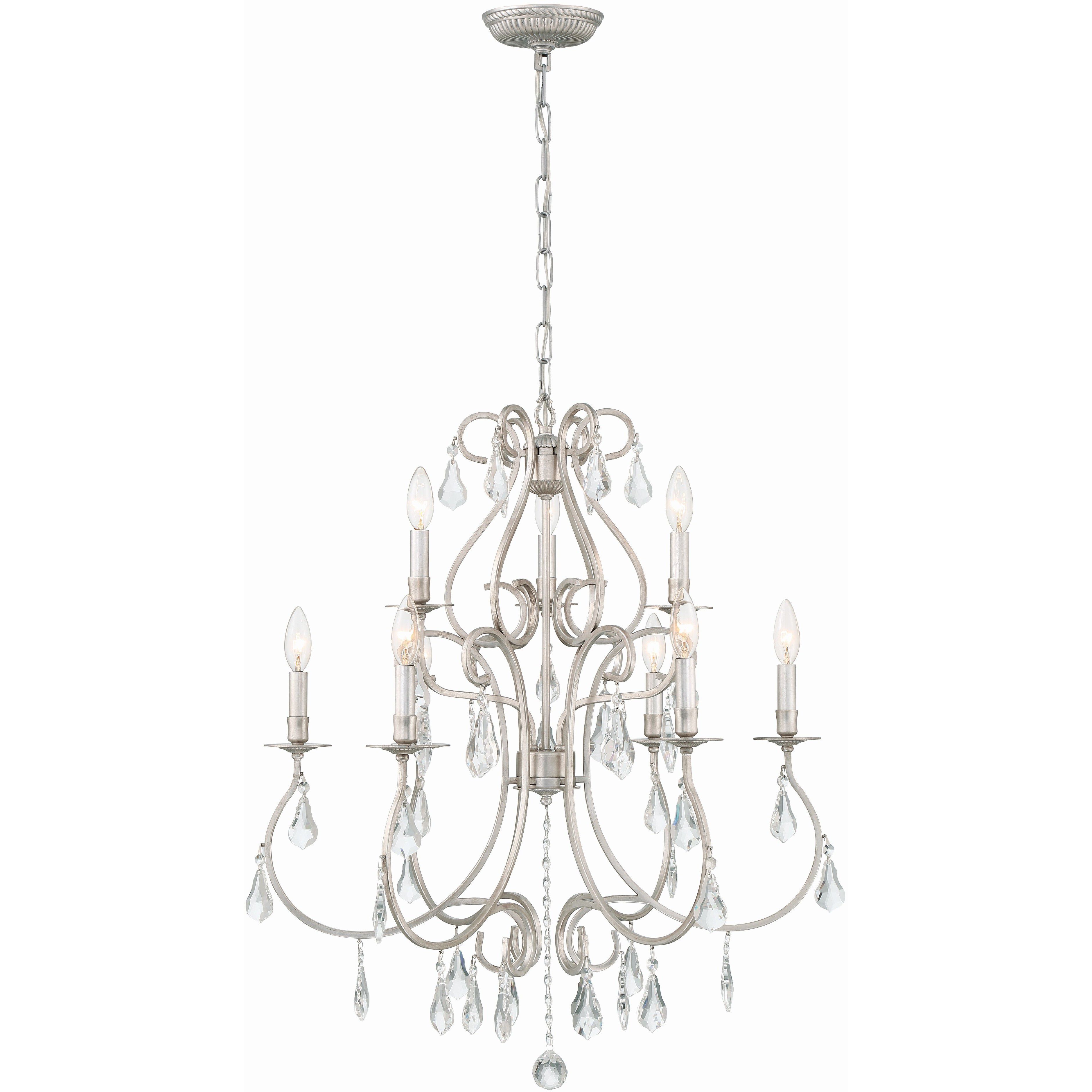 Ashton 9 Light 25.5 inch Olde Silver Chandelier Ceiling Light in Clear Swarovski Strass