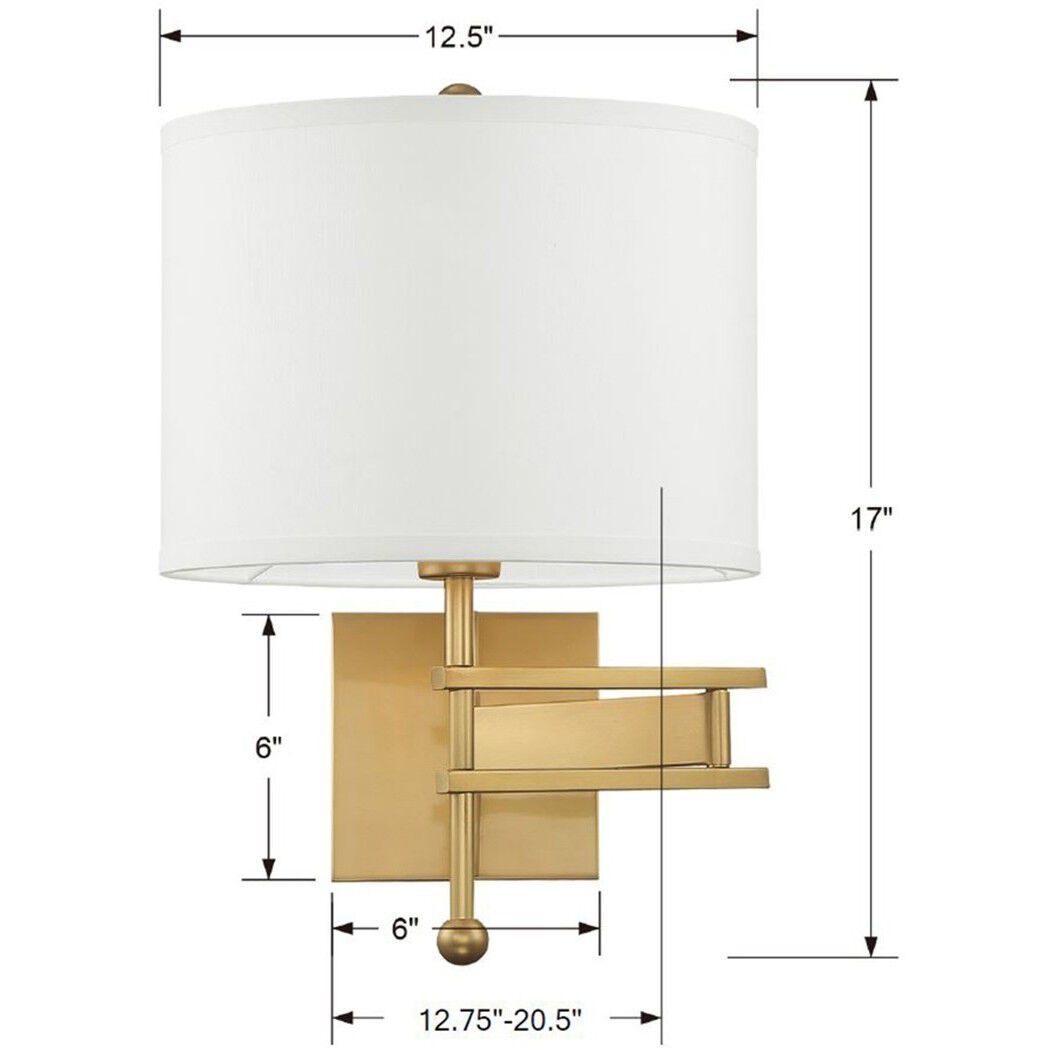 Marshall 20.5 inch 60.00 watt Aged Brass Task Sconce Wall Light