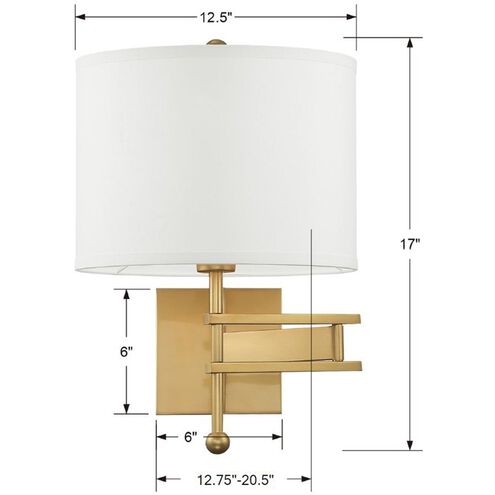 Marshall 20.5 inch 60.00 watt Aged Brass Task Sconce Wall Light