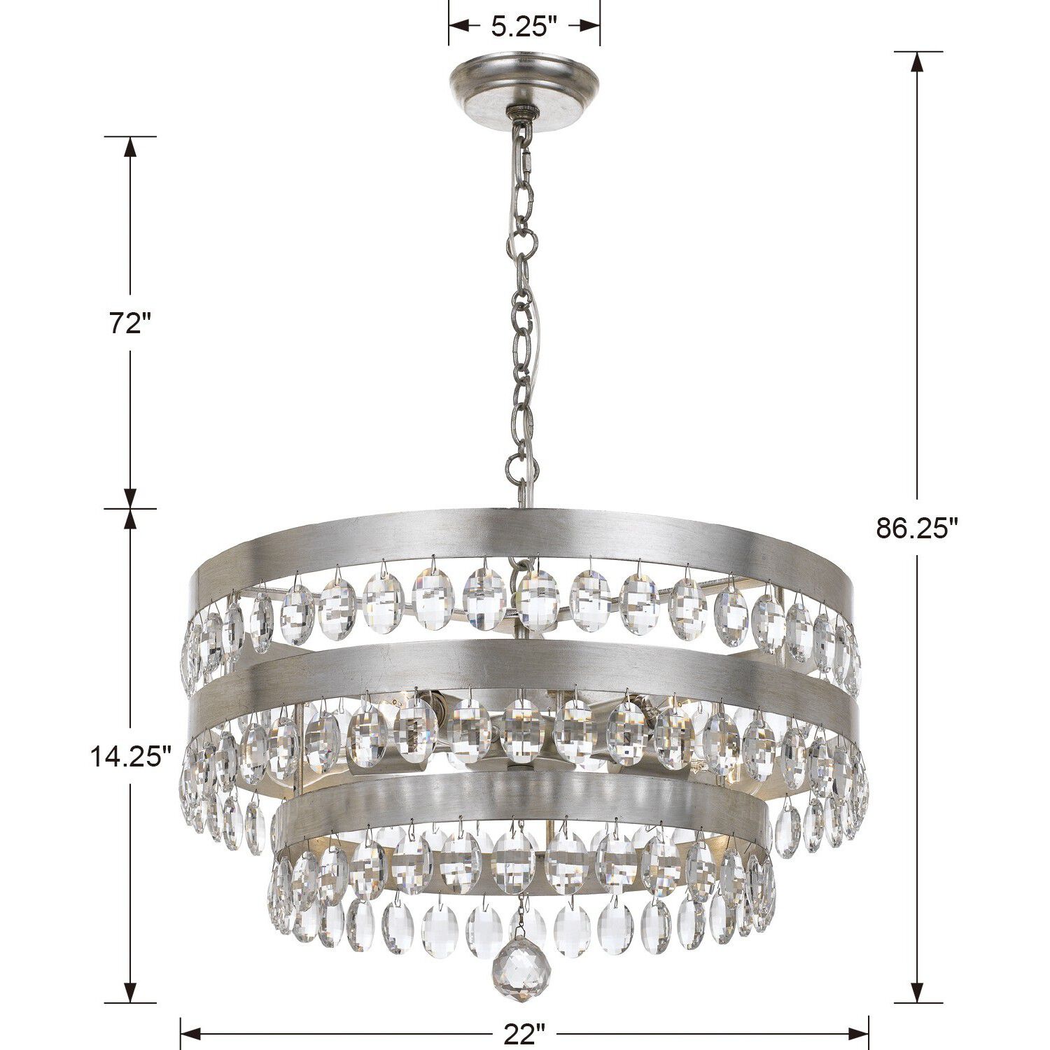 Perla 5 Light 21.75 inch Antique Silver Chandelier Ceiling Light
