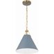 Xavier 1 Light 12 inch Vibrant Gold Mini Pendant Ceiling Light in Vibrant Gold and Blue