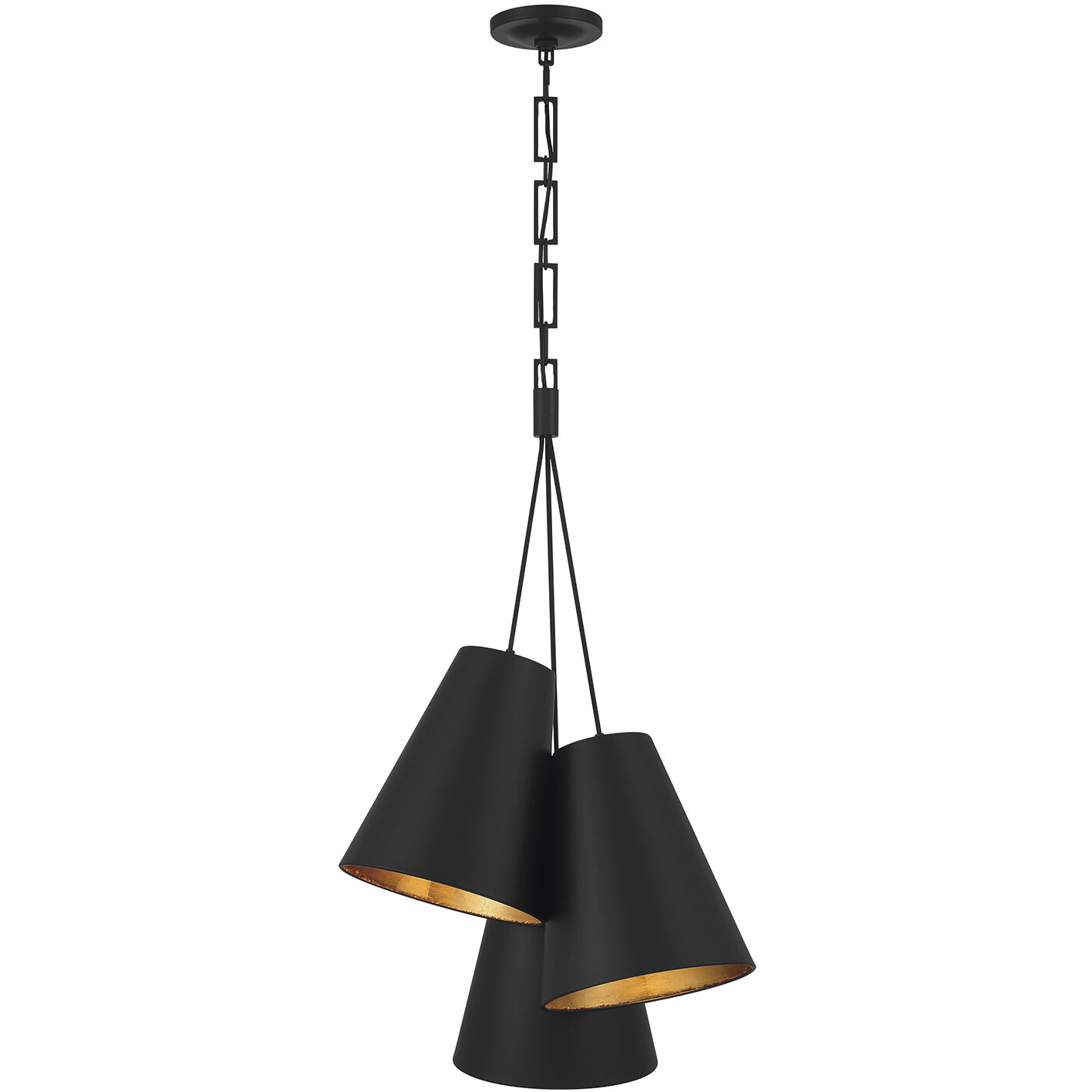 Alston 3 Light 20 inch Matte Black/Antique Gold Pendant Ceiling Light in Matte Black and Antique Gold