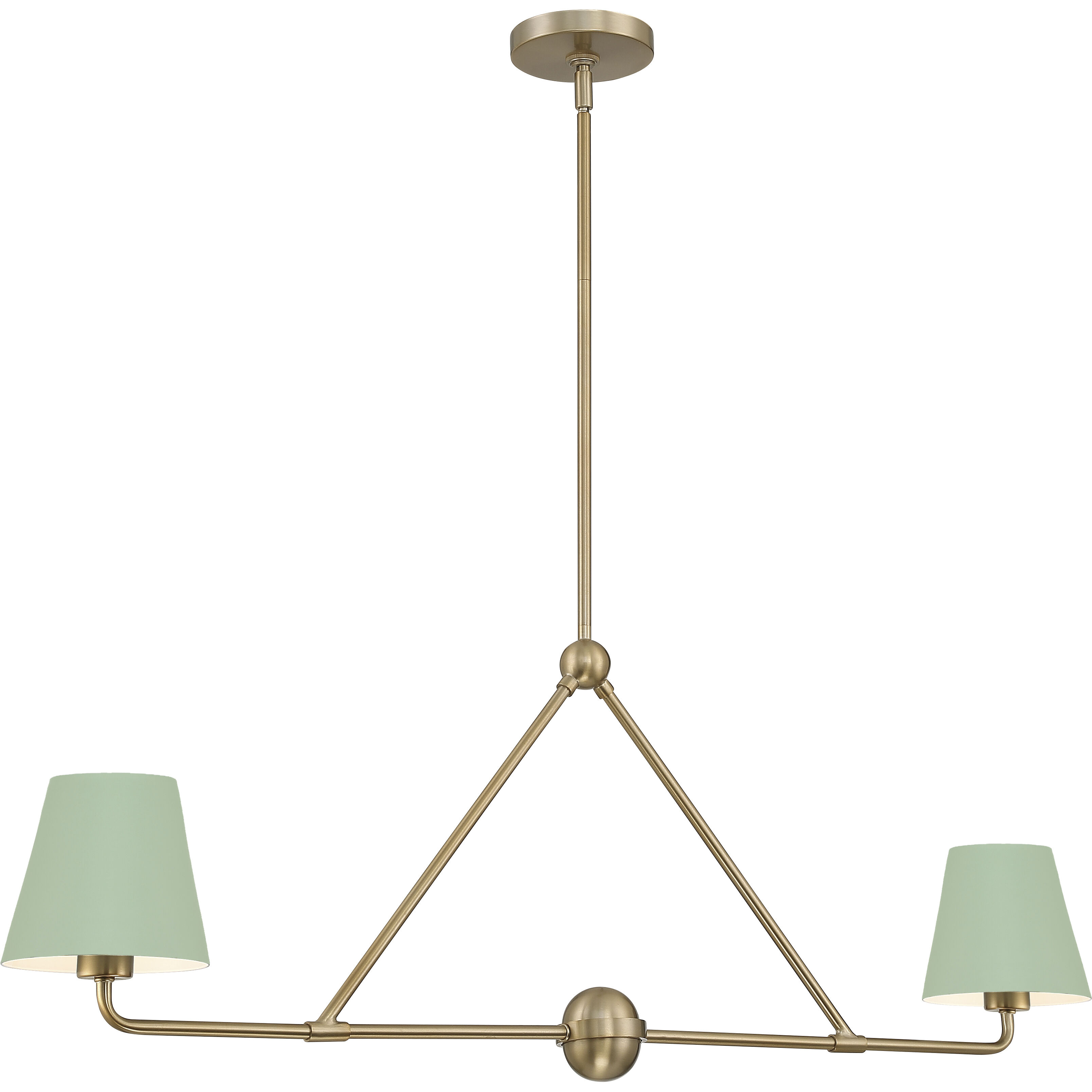 Xavier 2 Light 42 inch Vibrant Gold Linear Chandelier Ceiling Light in Vibrant Gold and Green