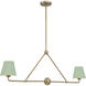 Xavier 2 Light 42 inch Vibrant Gold Linear Chandelier Ceiling Light in Vibrant Gold and Green