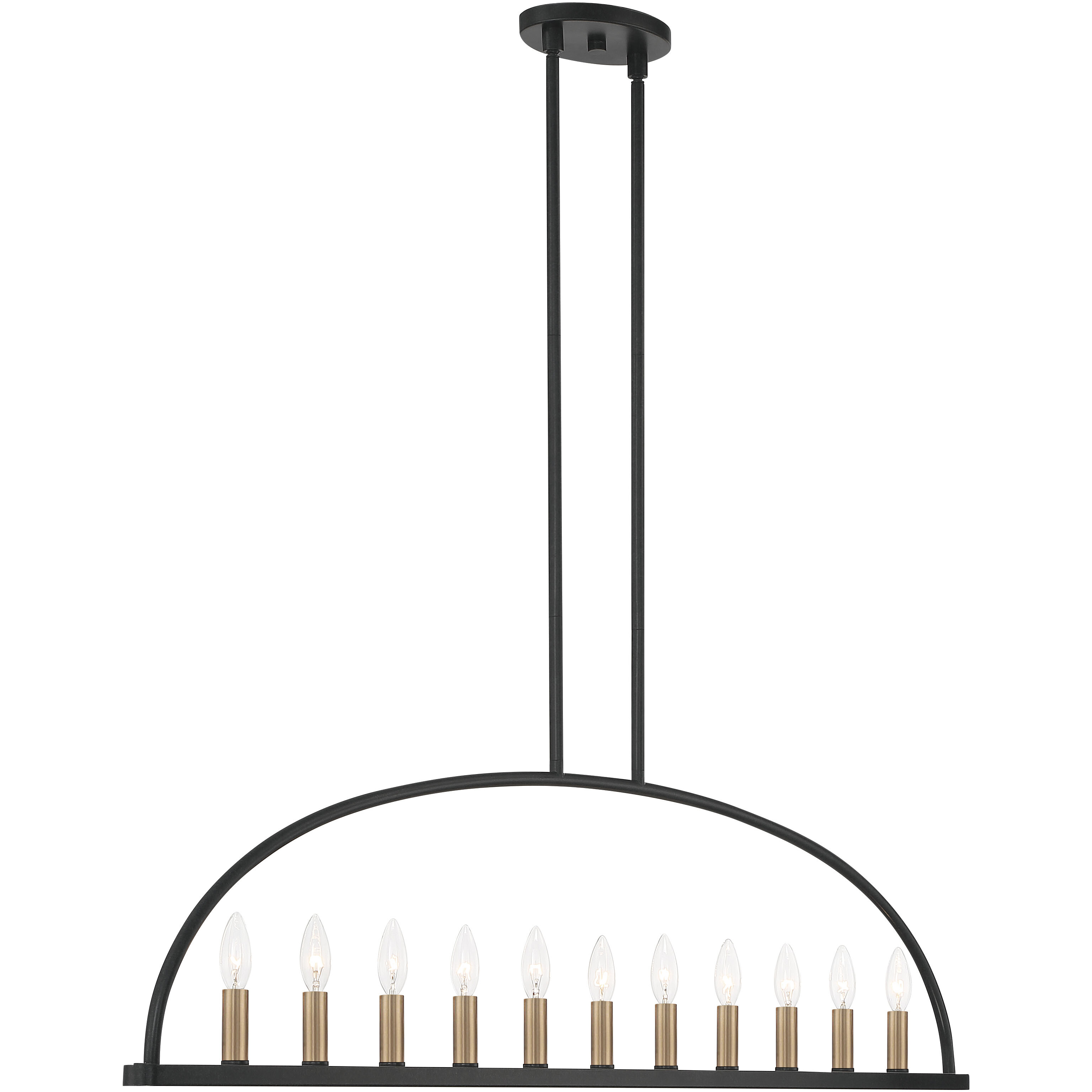 Abbott 11 Light 54 inch Black Linear Chandelier Ceiling Light