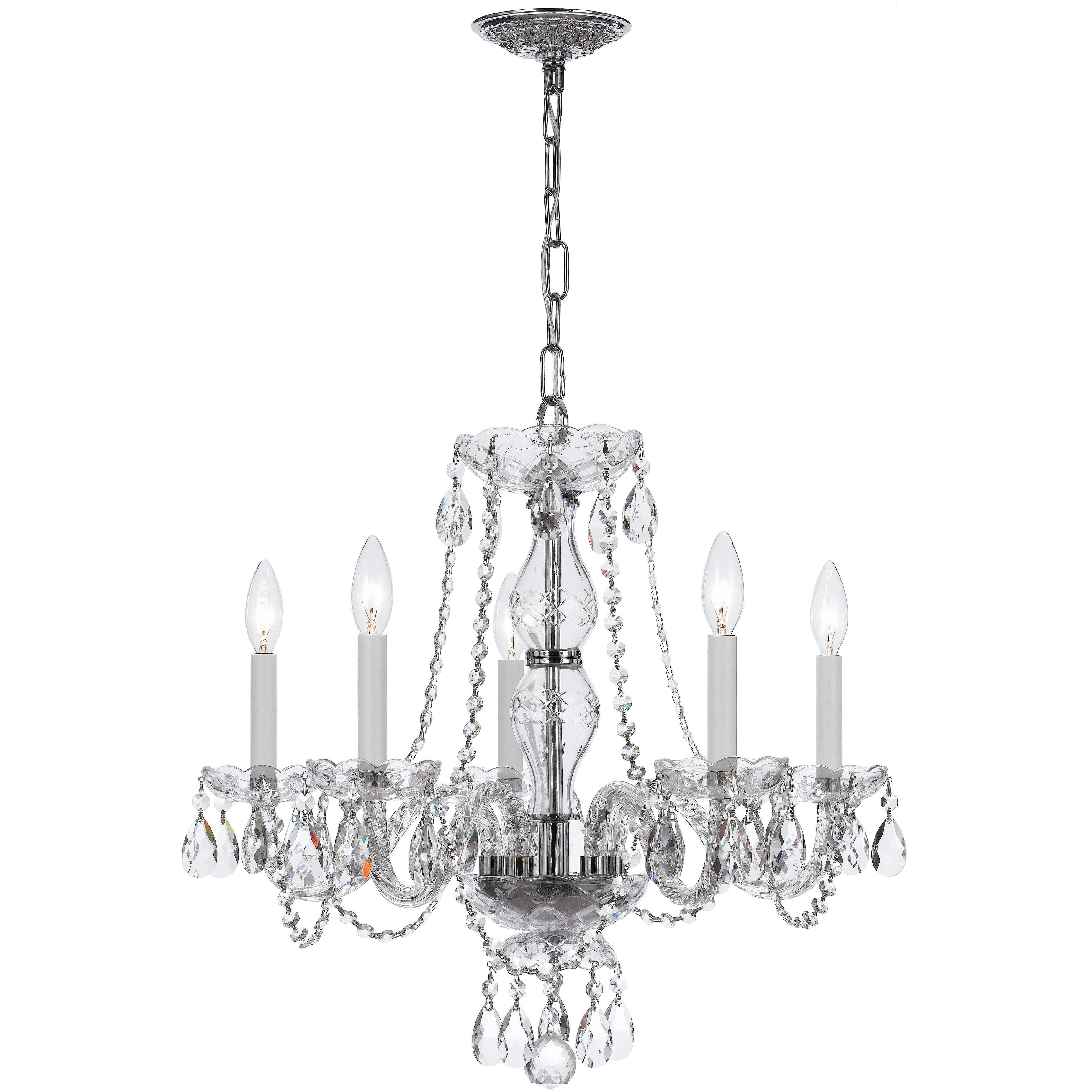 Traditional Crystal 5 Light 21 inch Polished Chrome Chandelier Ceiling Light in Clear Swarovski Strass