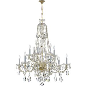 Traditional Crystal 12 Light 37.5 inch Polished Brass Chandelier Ceiling Light in Clear Hand Cut