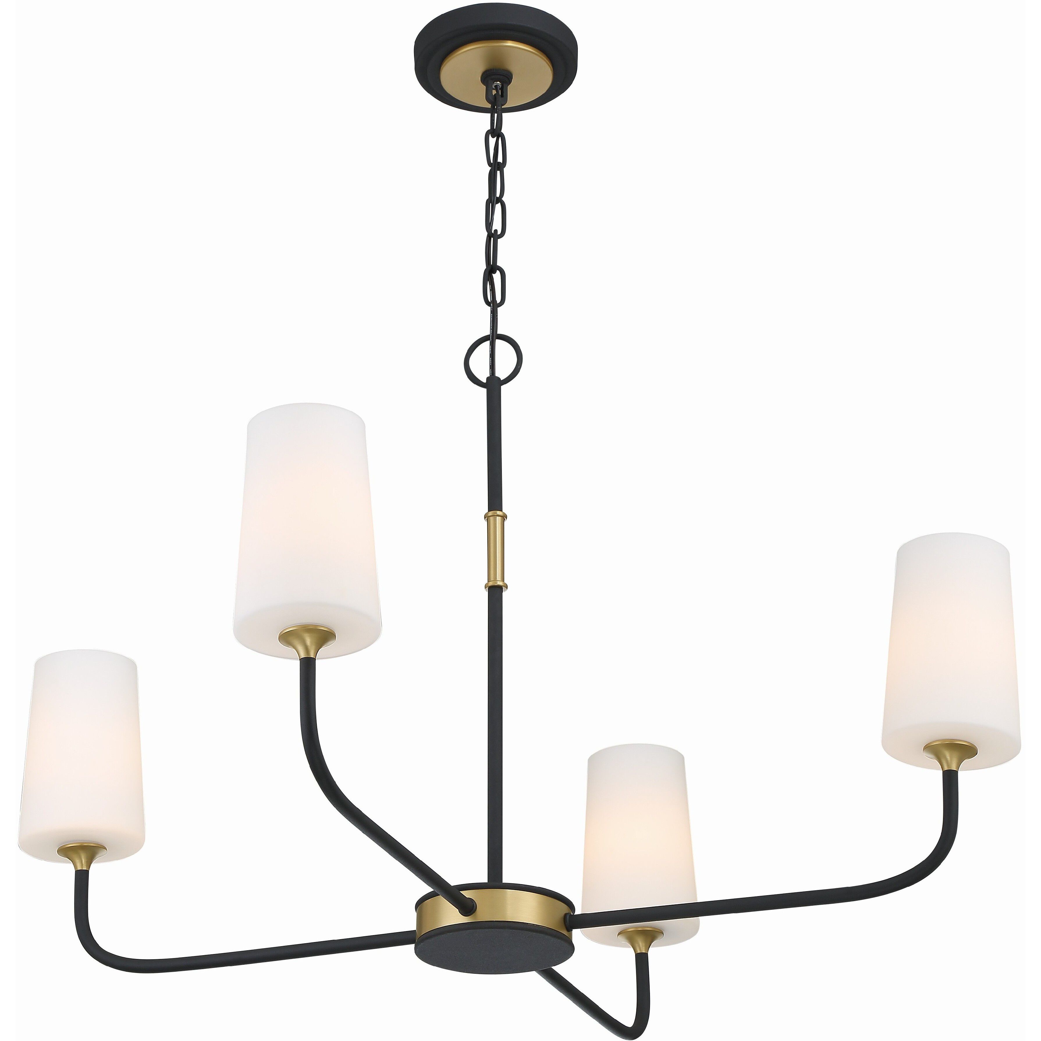 Niles 4 Light 34 inch Black Forged and Modern Gold Chandelier Ceiling Light