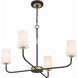 Niles 4 Light 34 inch Black Forged and Modern Gold Chandelier Ceiling Light