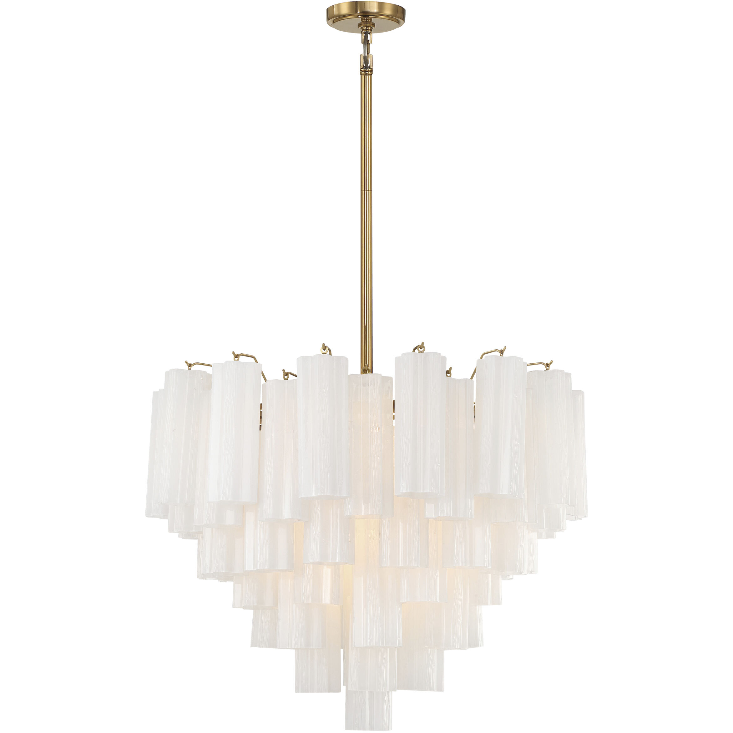 Addis 12 Light 26.75 inch Aged Brass Chandelier Ceiling Light in Tronchi Glass White
