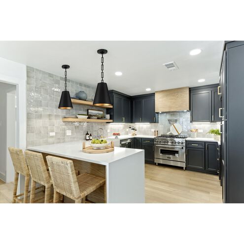 Alston 2 Light 10 inch Matte Black/Antique Gold Mini Pendant Ceiling Light in Matte Black and Antique Gold