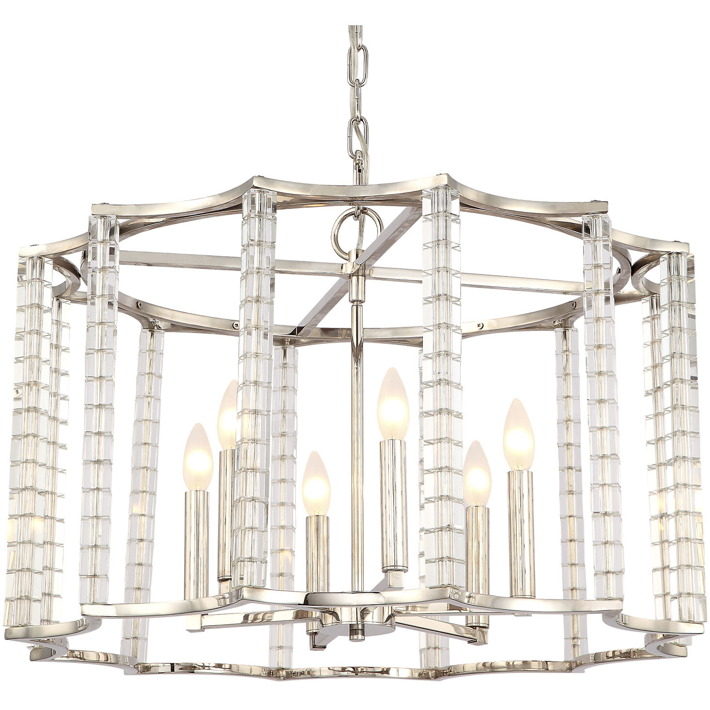 Carson 6 Light 28 inch Polished Nickel Lantern Chandelier Ceiling Light