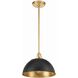 Soto 1 Light 12 inch Matte Black and Antique Gold Pendant Ceiling Light