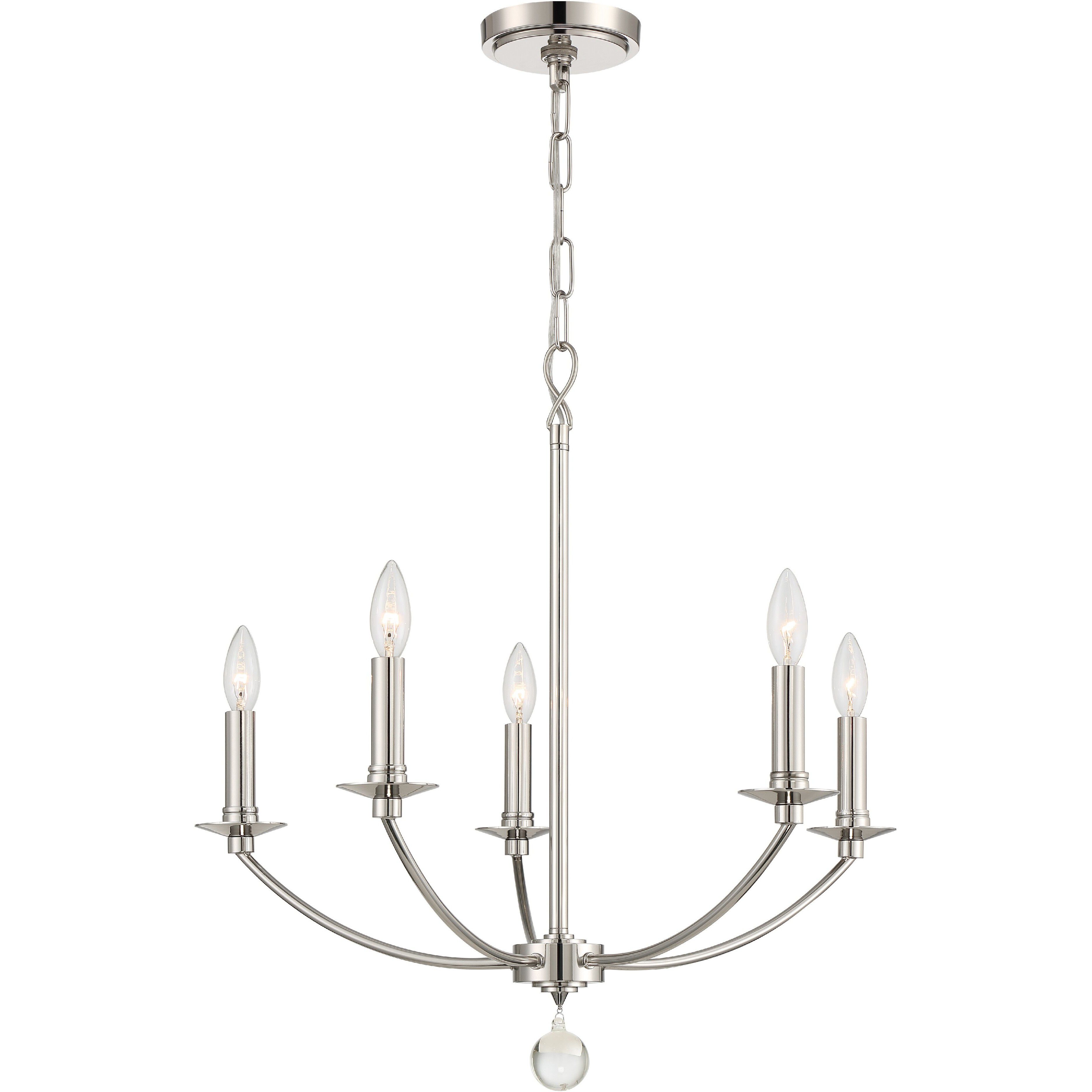 Mila 5 Light 23 inch Polished Nickel Chandelier Ceiling Light