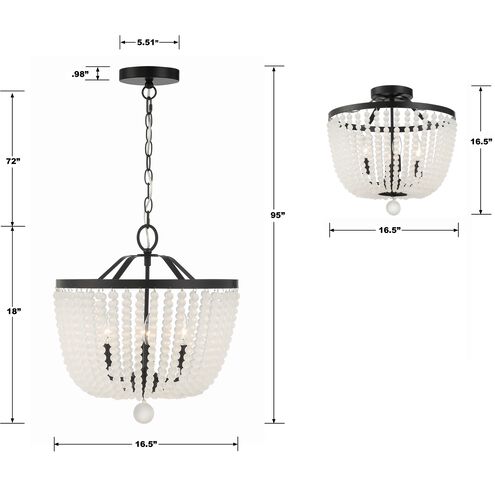 Rylee 4 Light 16.5 inch Matte Black Mini Chandelier Ceiling Light