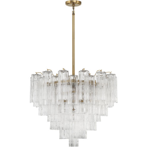 Addis 12 Light 26.75 inch Aged Brass Chandelier Ceiling Light in Tronchi Glass Clear