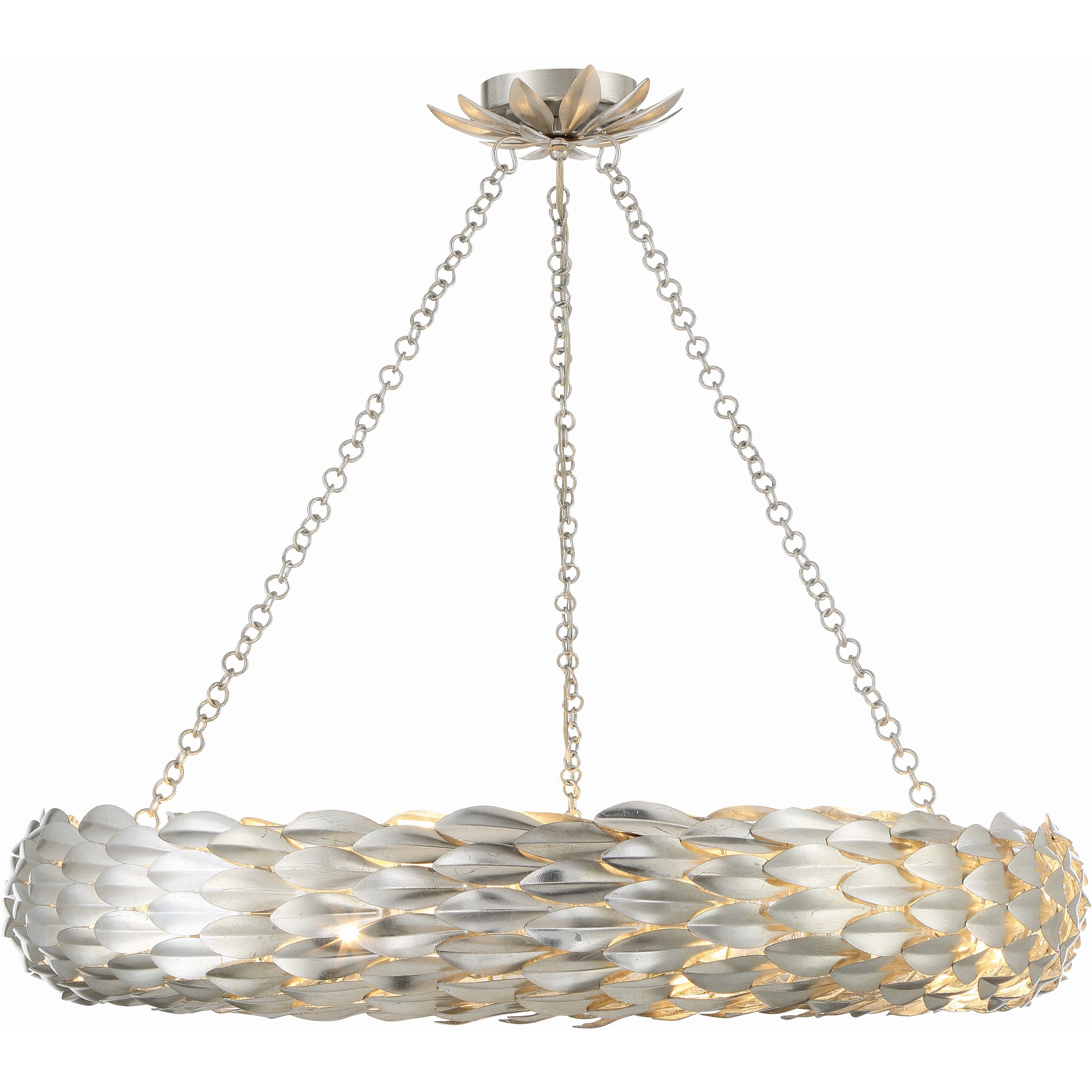 Broche 8 Light 33.5 inch Antique Silver Chandelier Ceiling Light