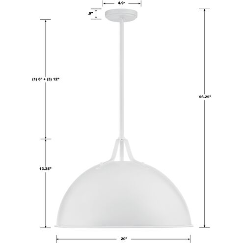 Soto 1 Light 20 inch White Chandelier Ceiling Light
