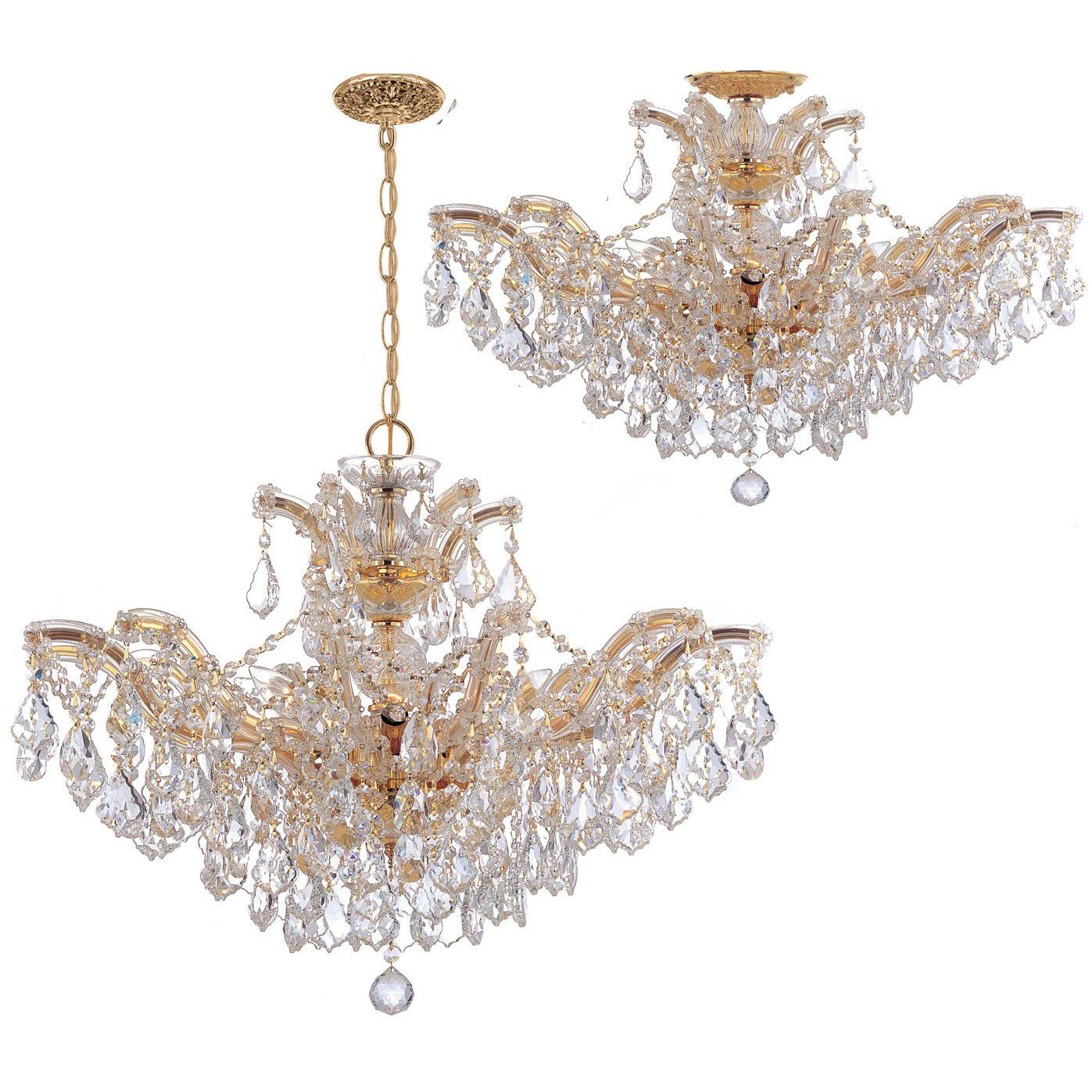 Maria Theresa 6 Light 29 inch Gold Semi Flush Ceiling Light in Clear Swarovski Strass