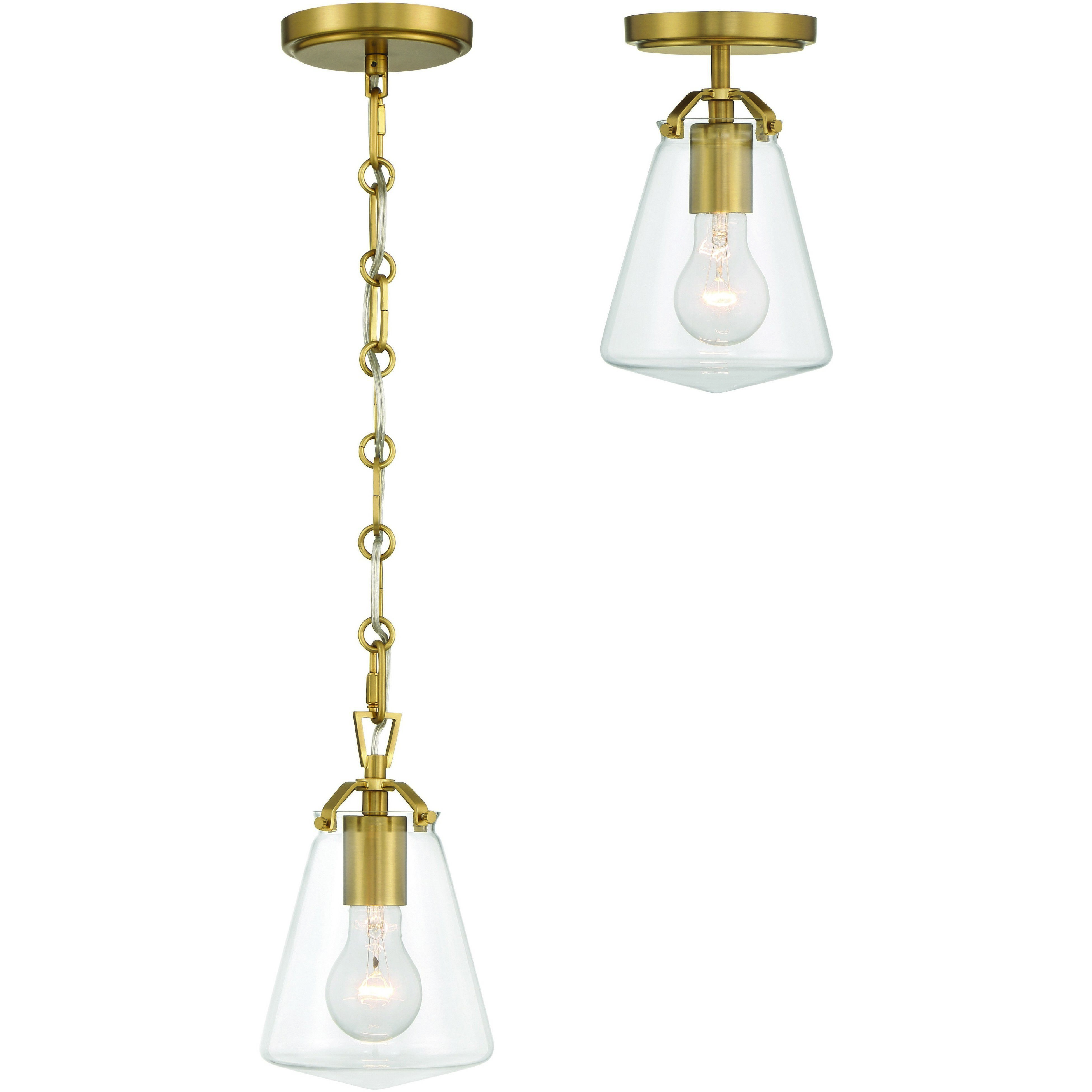 Voss 1 Light 5.75 inch Luxe Gold Semi Flush Ceiling Light