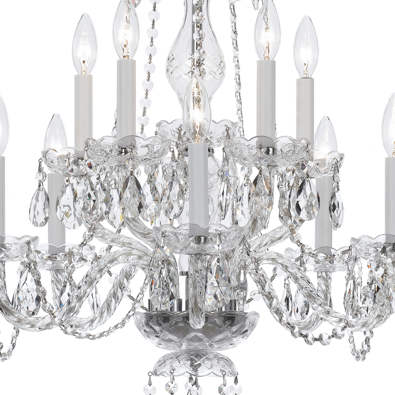 Traditional Crystal 10 Light 23 inch Polished Chrome Chandelier Ceiling Light
