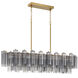 Addis 14 Light 52 inch Aged Brass Linear Chandelier Ceiling Light in Tronchi Glass Smoke