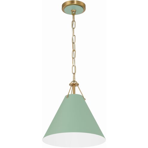 Xavier 1 Light 12 inch Vibrant Gold and Green Mini Pendant Ceiling Light