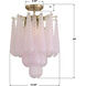 Ollie 4 Light 14.25 inch Aged Brass Semi Flush Ceiling Light in Sand Glass Blush