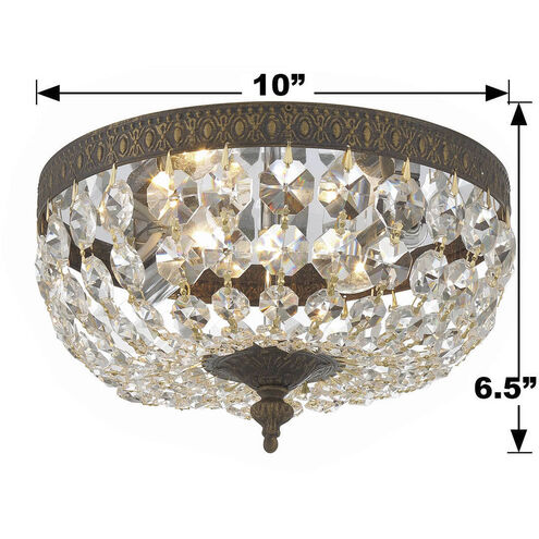 Westbury 2 Light 10 inch English Bronze Flush Ceiling Light in Clear Hand Cut