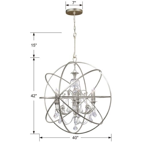 Solaris 6 Light 40 inch Olde Silver Chandelier Ceiling Light in Clear Hand Cut