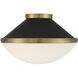Xander 2 Light 16.25 inch Vibrant Gold Flush Ceiling Light in Vibrant Gold and Matte Black