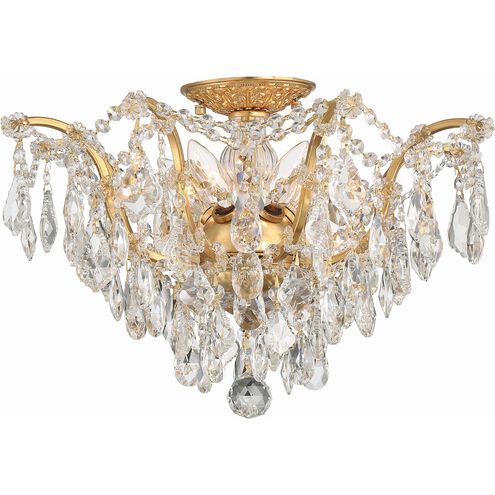 Filmore 5 Light 19 inch Antique Gold Flush Ceiling Light in Clear Hand Cut