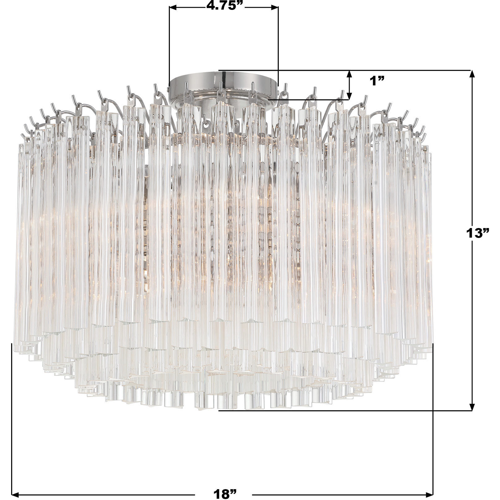 Lofton 5 Light 18 inch Polished Nickel Semi Flush Ceiling Light